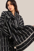 Embroidered striped shawl with tassels